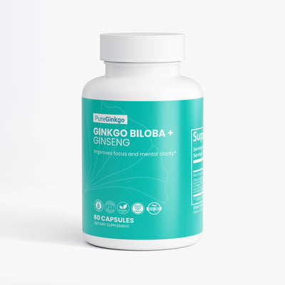 PureGinkgo – Ginkgo Biloba & Ginseng Supplement for Focus, Memory & Energy (60 Vegan Capsules)