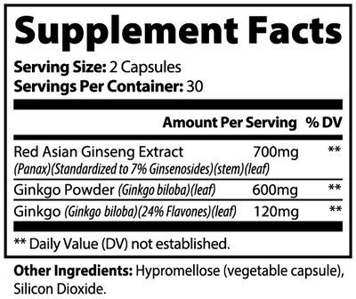 PureGinkgo – Ginkgo Biloba & Ginseng Supplement for Focus & Memory